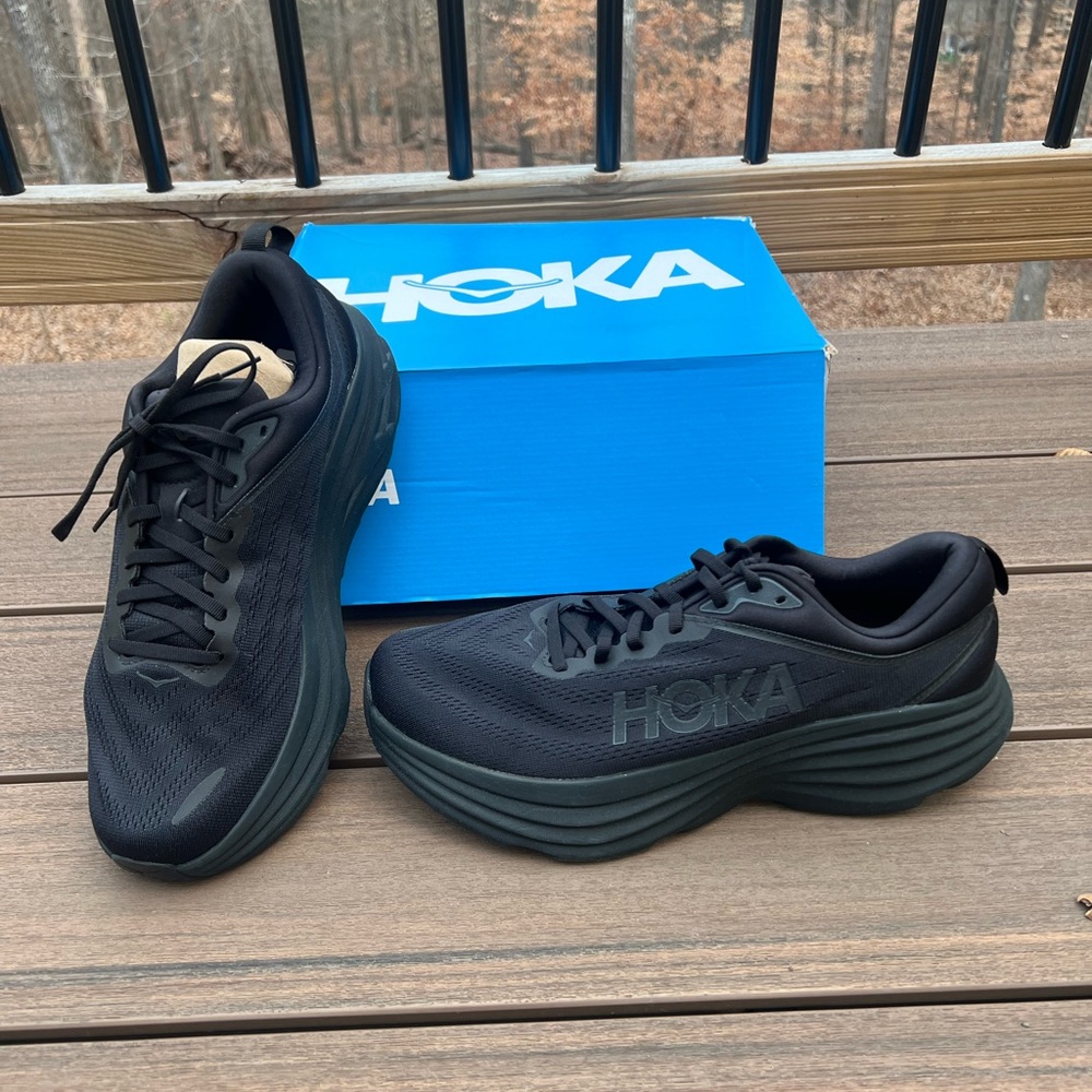 New Hoka Men's Bondi Wide Black shoes  Sz 10 2E